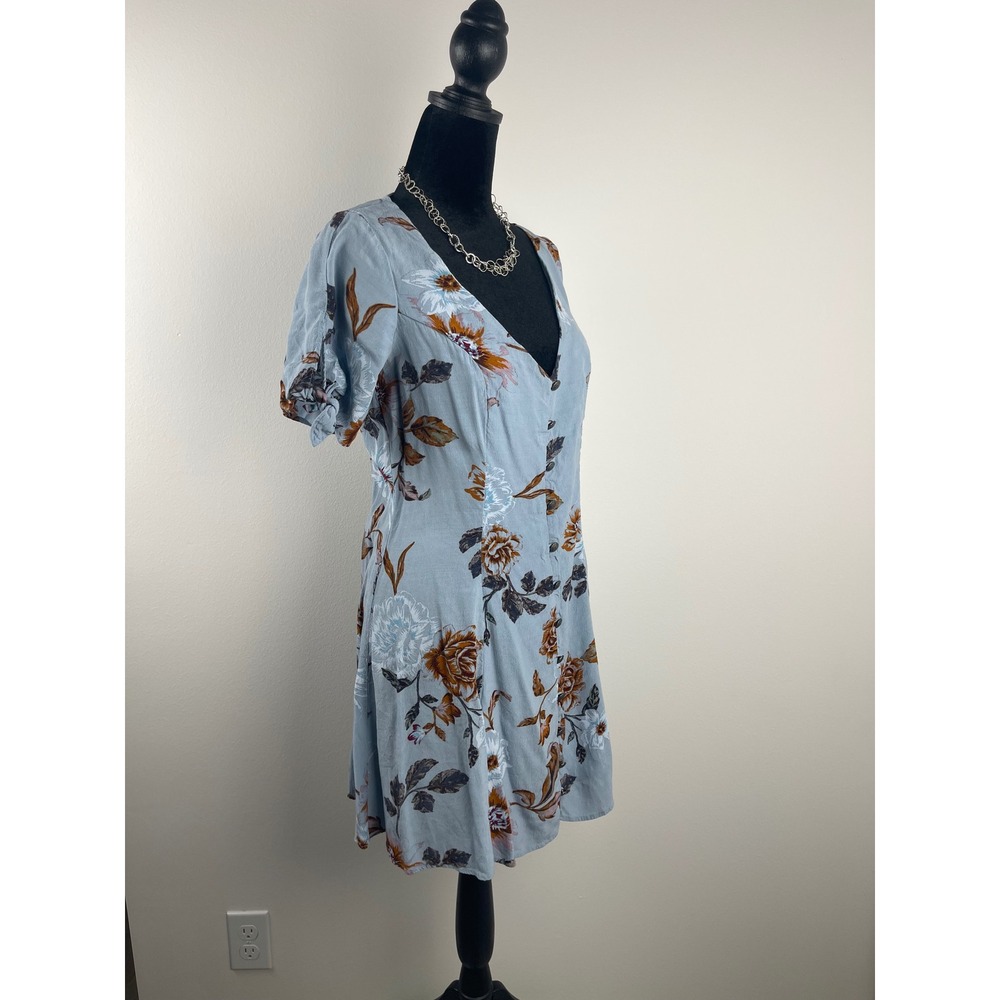 Kimchi Blue Urban Outfitters Floral Button Front Mini Dress Blue Rust Small